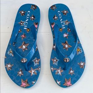 Coach women’s abbigail star rubber flip-flops Sz5B